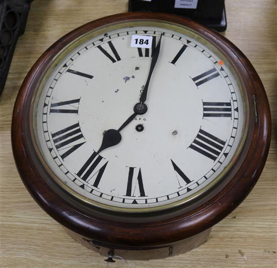 A GPO mahogany wall clock diameter 38cm